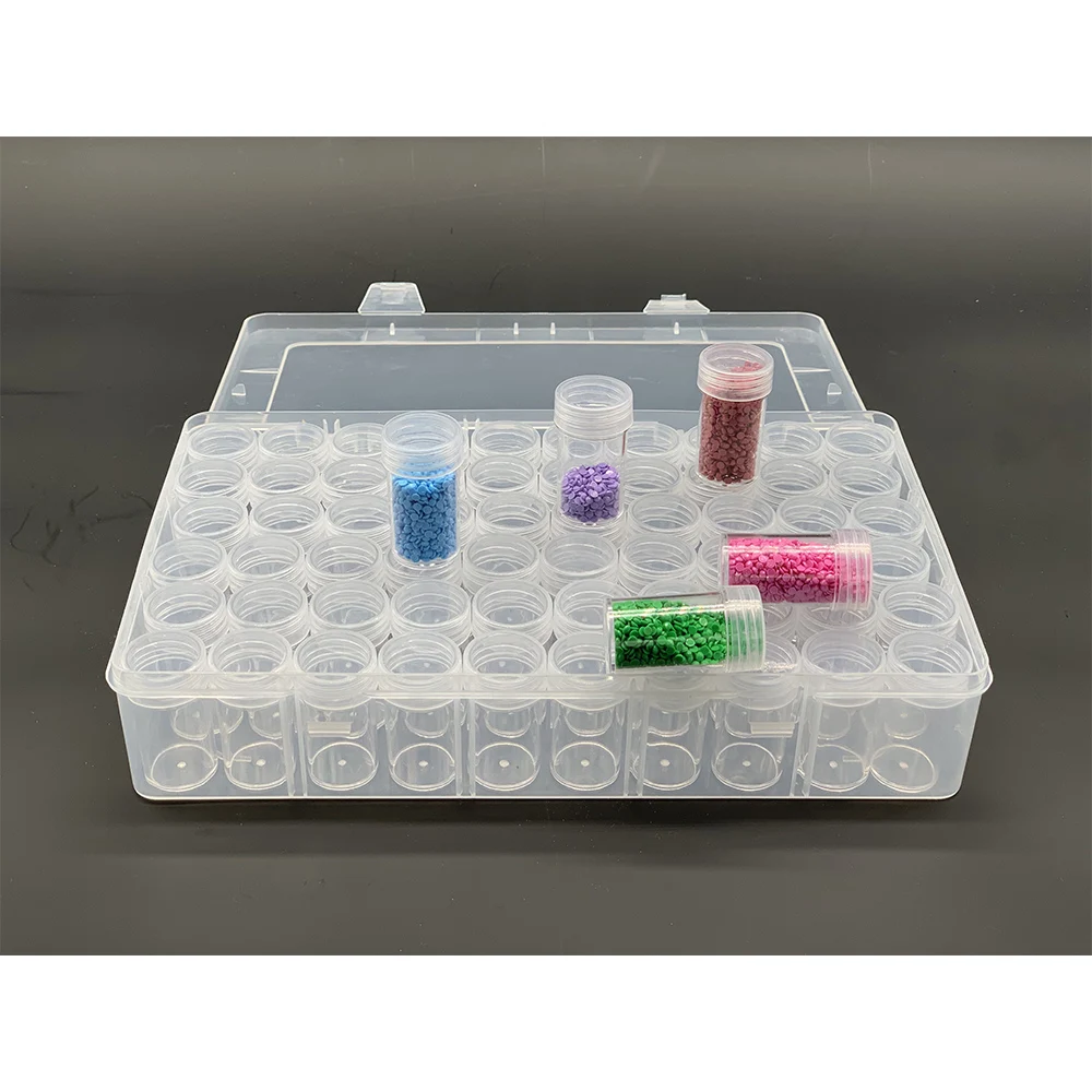 

60 Bottles Box Transparent Container Case Diamond Painting Tool Diamond Embroidery Accessories Beads Storage Box Organizer Tools