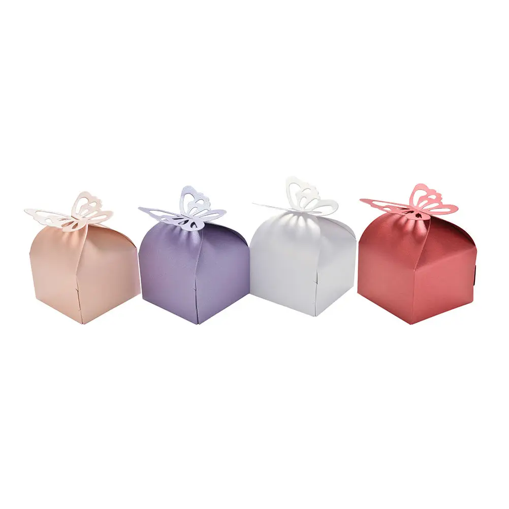 

50pcs Butterfly Candy Boxes 6*6*6cm Diy Party Baby Shower Boda Wedding Decor Paper Favors Gifts Boxes For Wedding Decoration