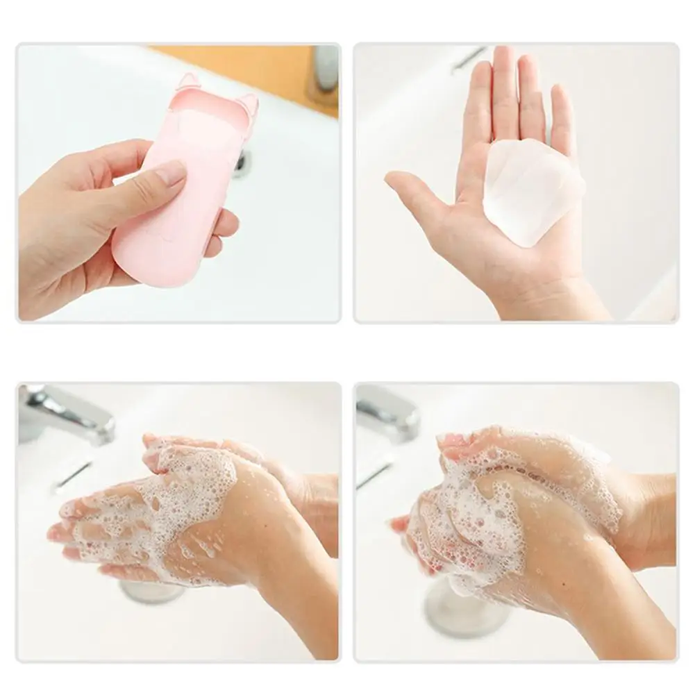 

20Pcs Portable Disposable Scent Soap Box Outdoor Travel Use Foam Box Hand Washing Tablets Disinfection Cleaning Soap Paper