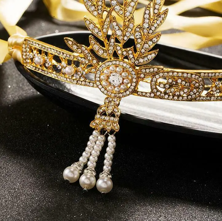 

Wedding Bride Three Wisp Grass-blade Disk Hair Headwear Tribe Queen Alloy Crown