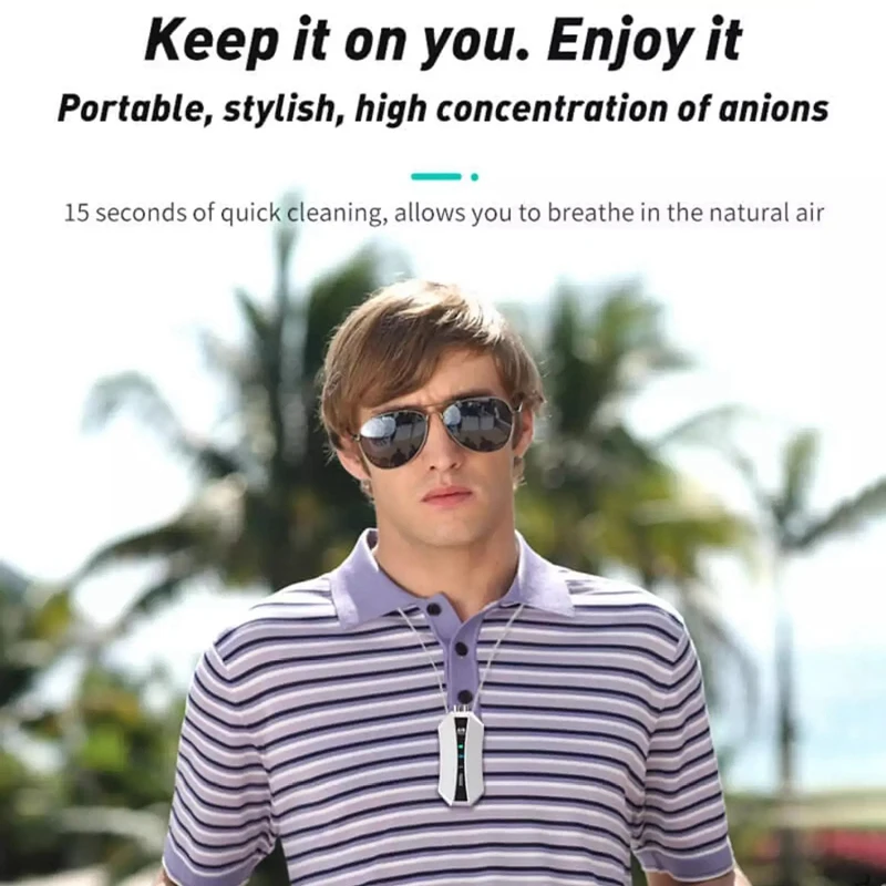 

Air Purifier Necklace Mini Personal Wearable Necklace Negative Ion Generator Car Air Freshener Low Noise