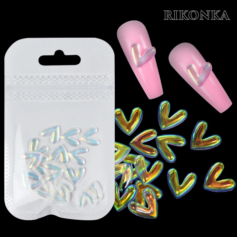 

18Pcs AB Love Heart Resin Shiny Valentines 3D Nail Art Rhinestone Kawaii Bow Set For DIY Luxury Charms Romantic Nail Accessories