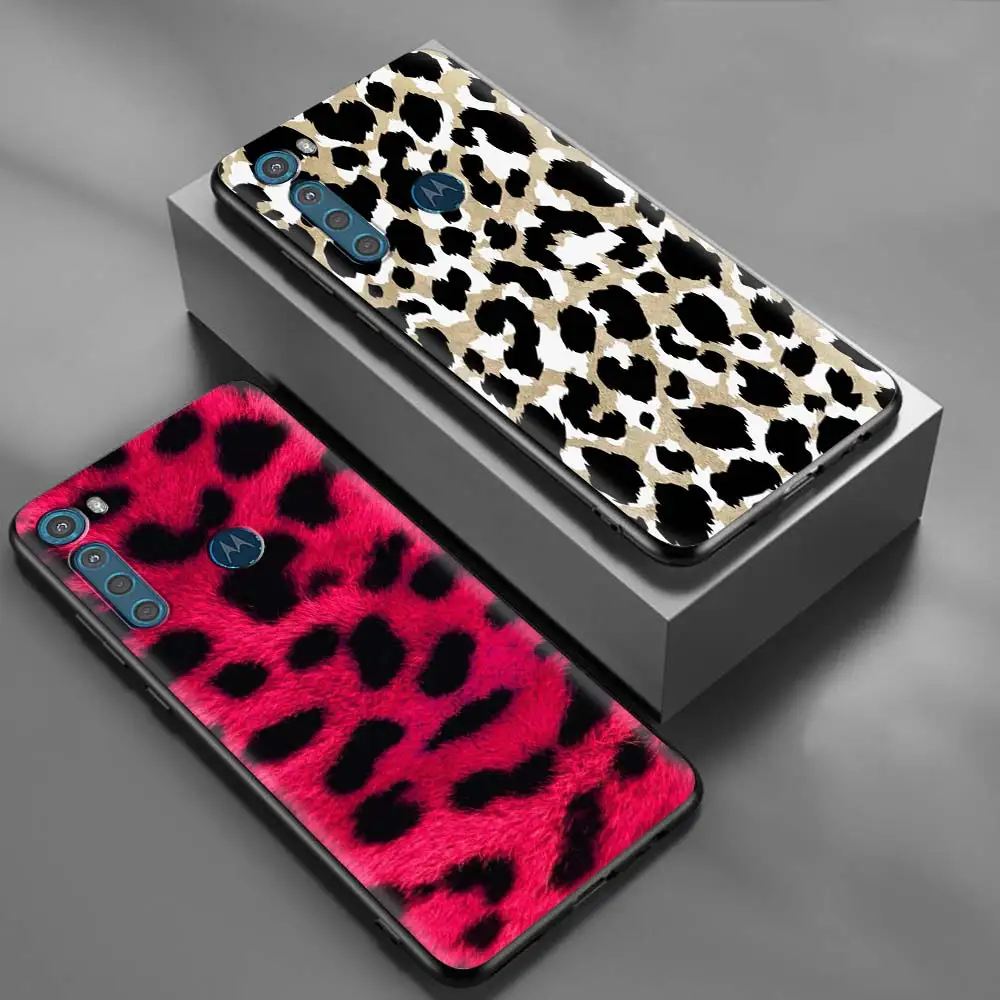 phone case for motorola g9 play one fusion g8 power capas for moto edge plus e6s g stylus soft cover leopard print free global shipping