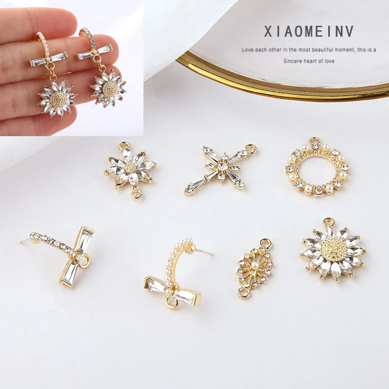 6 шт. Новинка 2020 циркон серьги для женщин женские медные солнечные цветы крест