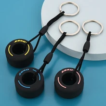 Mini F1 Racing Tyre Key Keychain For Car Keys Chain Wheel Hub Rubber Luggage Soft KeyRing Gift For Racing Lovers Accessories