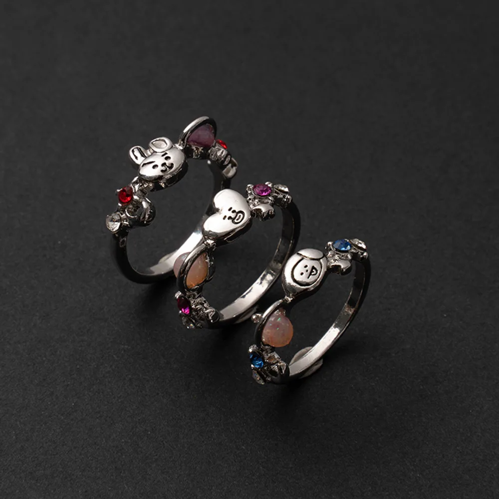 

2HQBTS Bangtan Boys Groups Peripheral jewelry ring Korean cartoon cute couple gift same ring