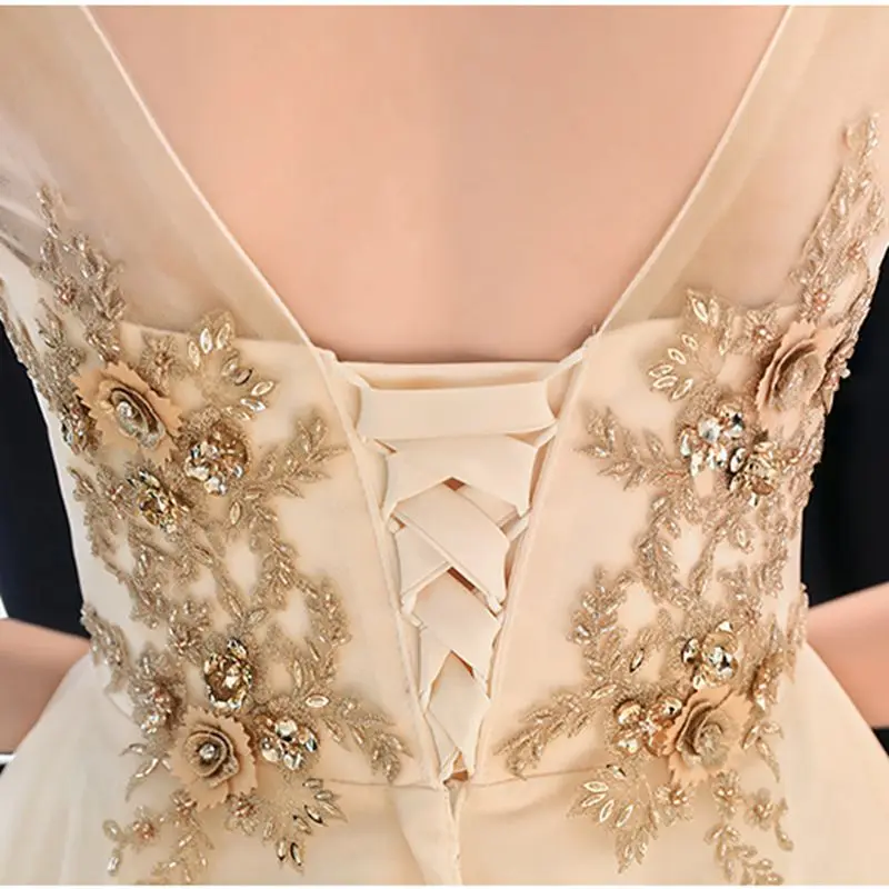 

Mesh Long Qipao Gold Bride Luxury Wedding Party Dress Women Fashion V-Neck Slim Cheongsam robe chinoise femme qipao dress