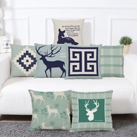nordic simple geometric elk cotton linen sofa pillow cases automotive waist cushion office sofas bay window cushion pillow
