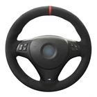 Черная замша красный маркер рука сшитый чехол рулевого колеса автомобиля для BMW M Sport 3 серии E91 320i 325i 330i 335i M3 E90 E92 E93