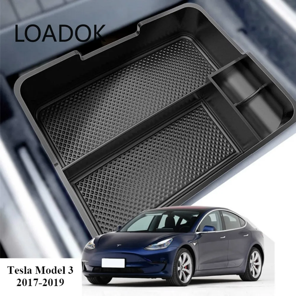 

For Tesla Model 3 auto Accessories Car Central Armrest Storage Box Black Auto Container Glove Organizer Case 2017 2018 2019 2020