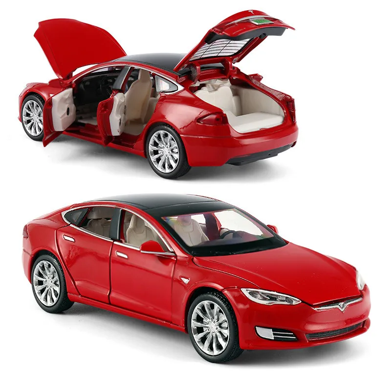 Модель автомобиля Tesla модель S из сплава 6 дверей имитация звука светильник света