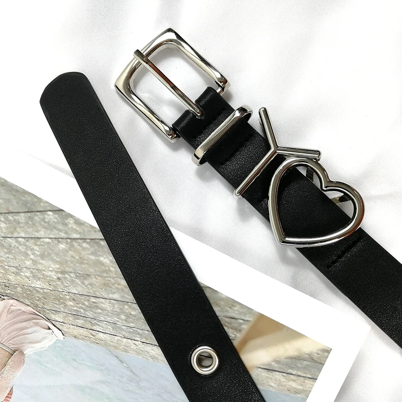 

Designer belts for women luxury belt heart harajuku jeans cinturon mujer black pu leather girls waistband fashion riem