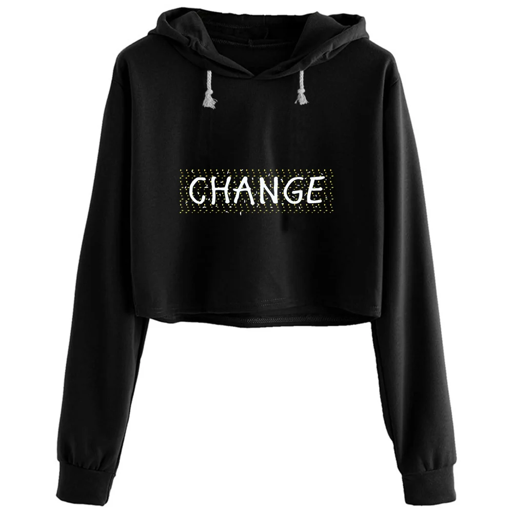 

Change Crop Hoodies Women Aesthetic Kpop Korean Y2k Pullover For Girls