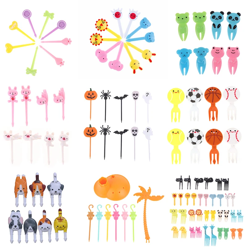

3-30 шт. мини-вилка для фруктов на ферме в виде животных, Детская мини-вилка в мультяшном стиле, закуска, десерт, пирожные, палочки для фруктов, ...