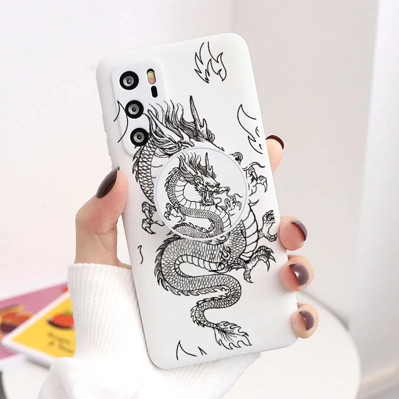 Чехол-подставка с красным драконом для Xiaomi Redmi Mi 10 Note 8 8T 9 9S S 10T 11 7 6 5 9A 9C Lite Pro Max Poco F3