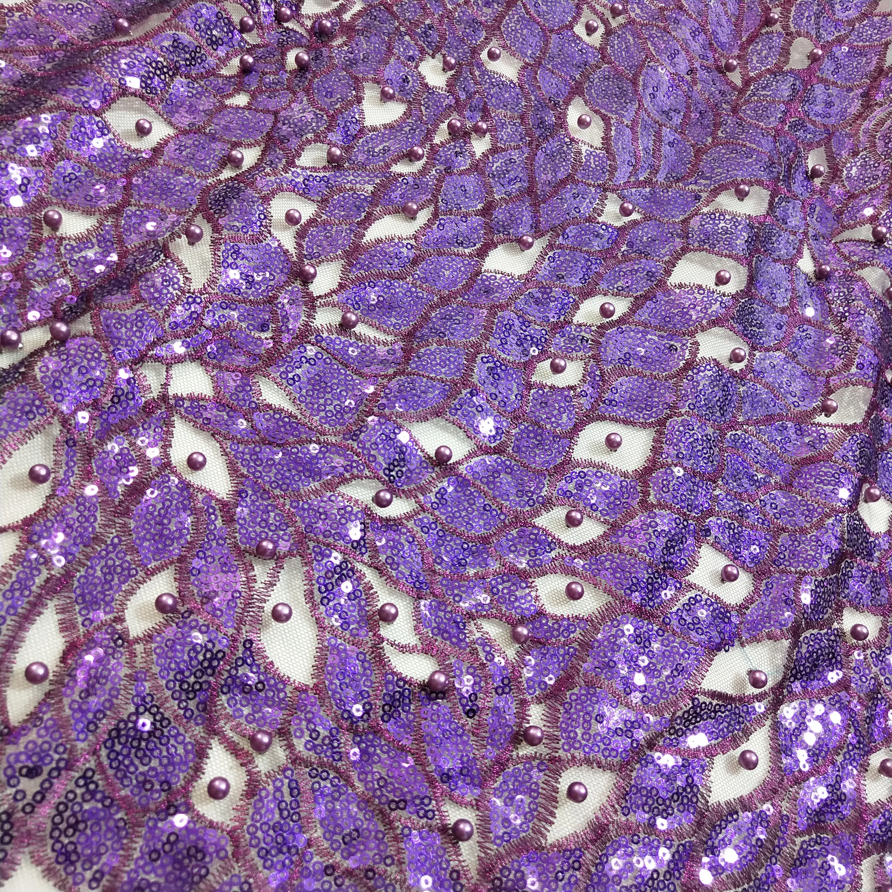 Французский блёстки кружевной ткани с тяжелыми бусинами великолепные платья