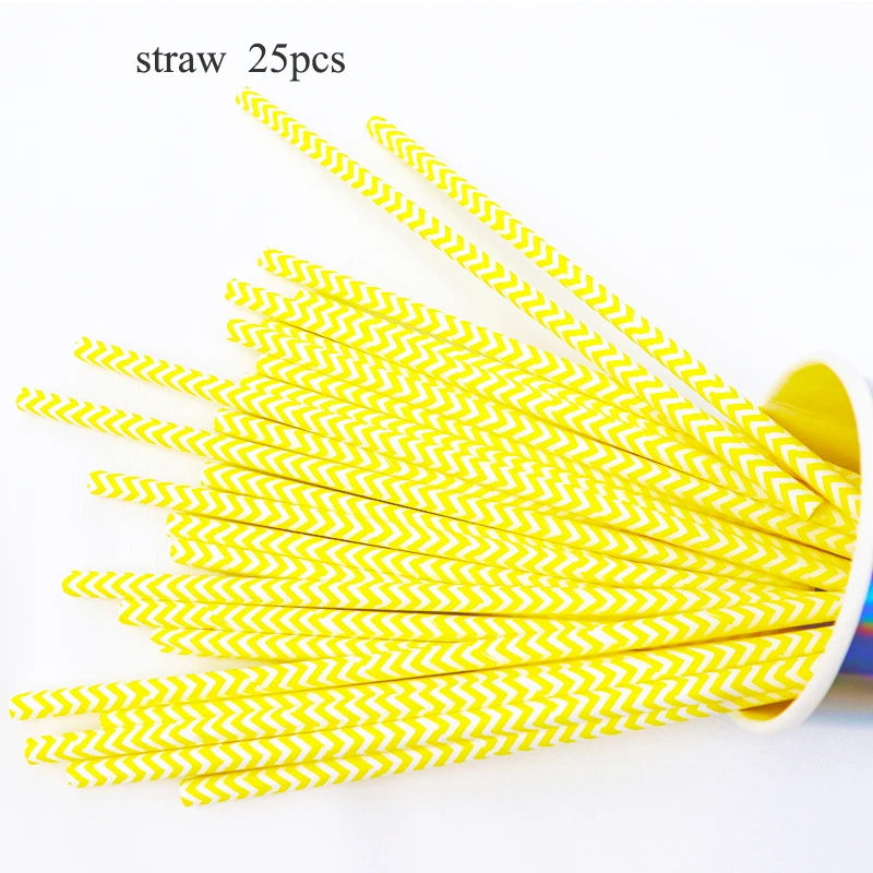 straw 25pcs Тема пчелы одноразовая бумажная посуда чашка соломы день рождения, свадьба, Рождество Детская Игрушка В ванную вечерние украшения - Цвет: straw 25pcs