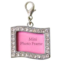 pet accessories dog alloy photo frame shape pendant information tag hanging lose proof necklace name photos tag dog cat supplies