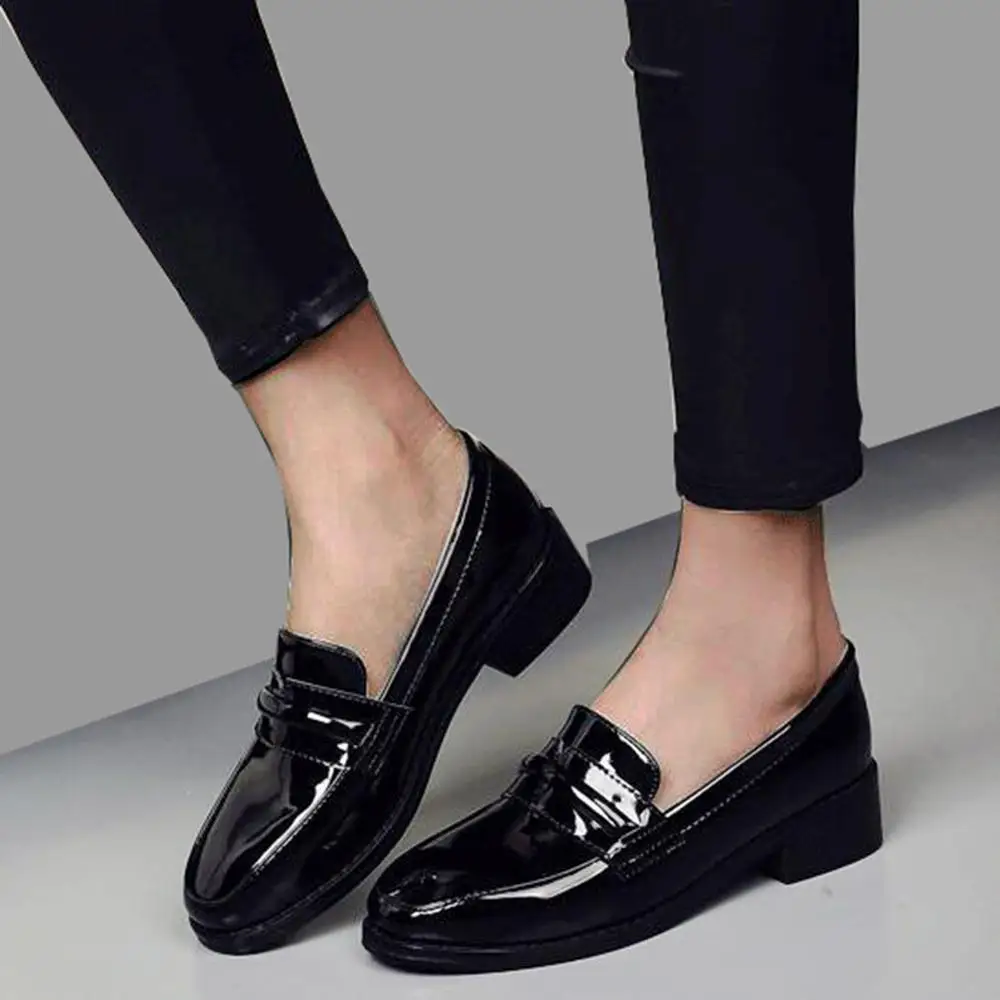 EAGSITY/Пенни лоферы Женская обувь без застежки с квадратным носком Женские