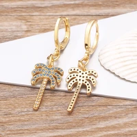 fashion luxury 14 styles wholesale palm tree drop earrings micro pave cubic zirconia stones high quality party wedding jewelry