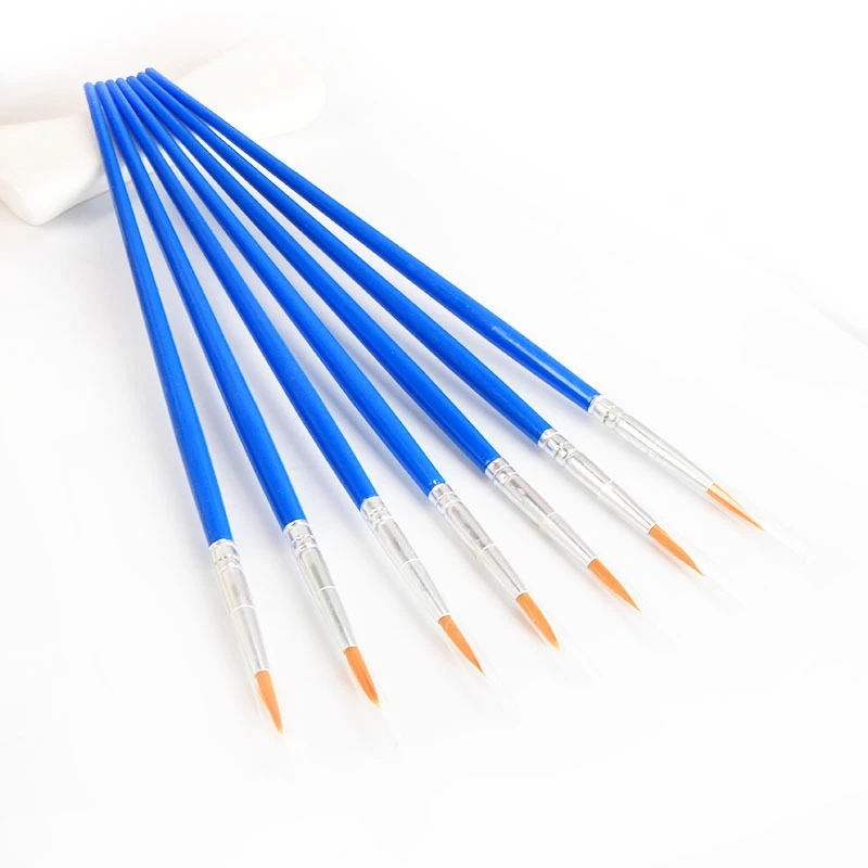 

100 Pieces Fine Hook Line Nylon Pen Paint Brush & 6 Pcs Wooden Stencil Brushes Painting Bristle Brushes