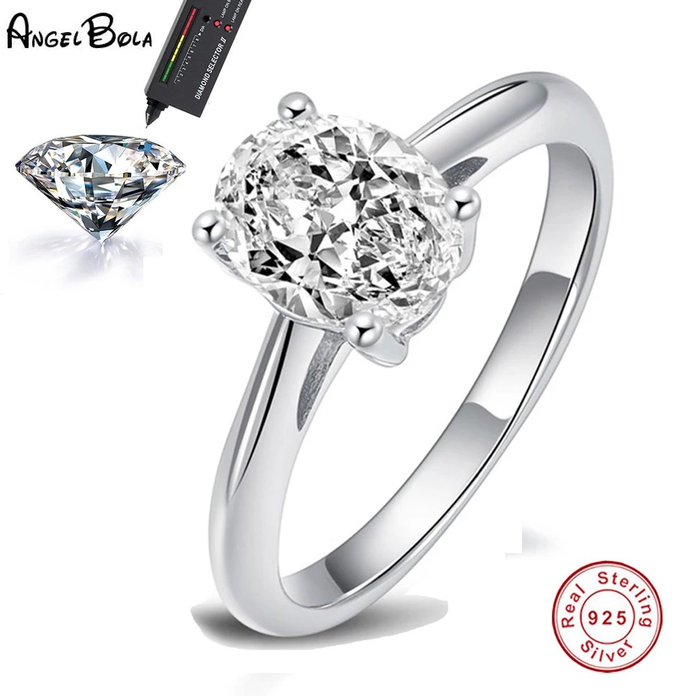 

925 Sterling Silver Real Moissan Diamond Ladies Ring Can Pass The Test Oval Wedding Engagement Diamond Luxury Jewelry Wholesale