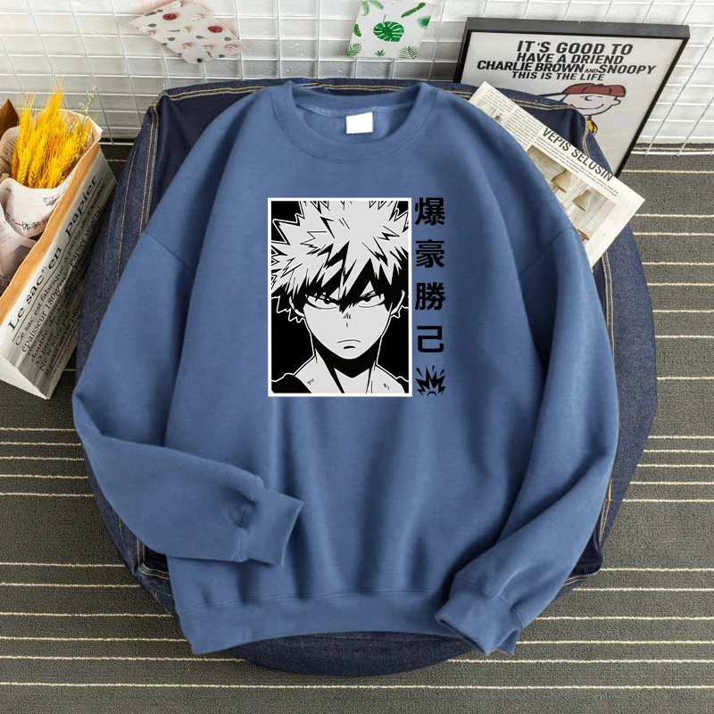 

Толстовка с принтом моя геройская Академия Bakugou Katsuki, флисовая Осенняя спортивная одежда, толстая зимняя мужская толстовка, мягкая мужская т...