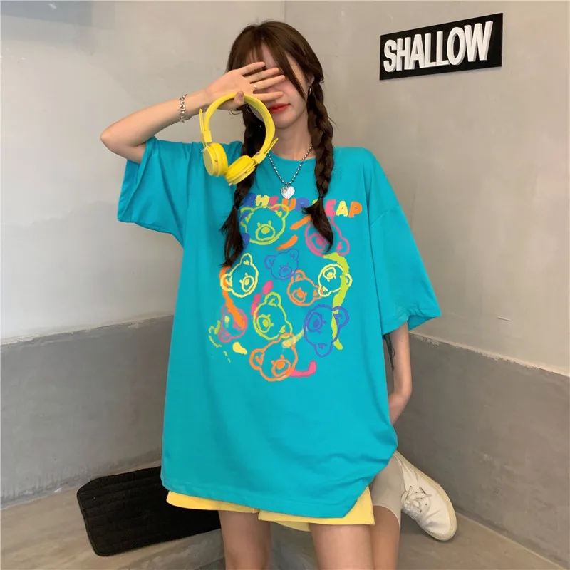 

Houthion Women's Plus Size T-shirt Crop Top Oversized Tees Loose Short Sleeve Fashion Casual Printed Tshirt O-neck Tee T shirt