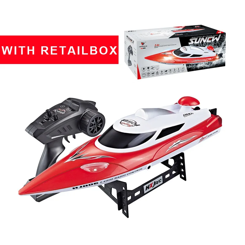 Red Retail Boxes Радиоуправляемая лодка Высокая скоростная лодка HJ806 2,4 ГГц 4 канала 35 км/ч гоночный флип Водонепроницаемый пульт дистанционного управления 200 м дистанционное управление игрушки - Цвет: Red Retail Boxes