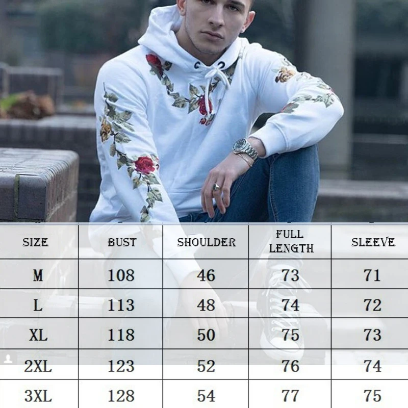 

New Printed Men Sweatershirts Embroidery Solid Color Men Hooded Long-sleeved Pullover European and American Fashion Trend Hoodie