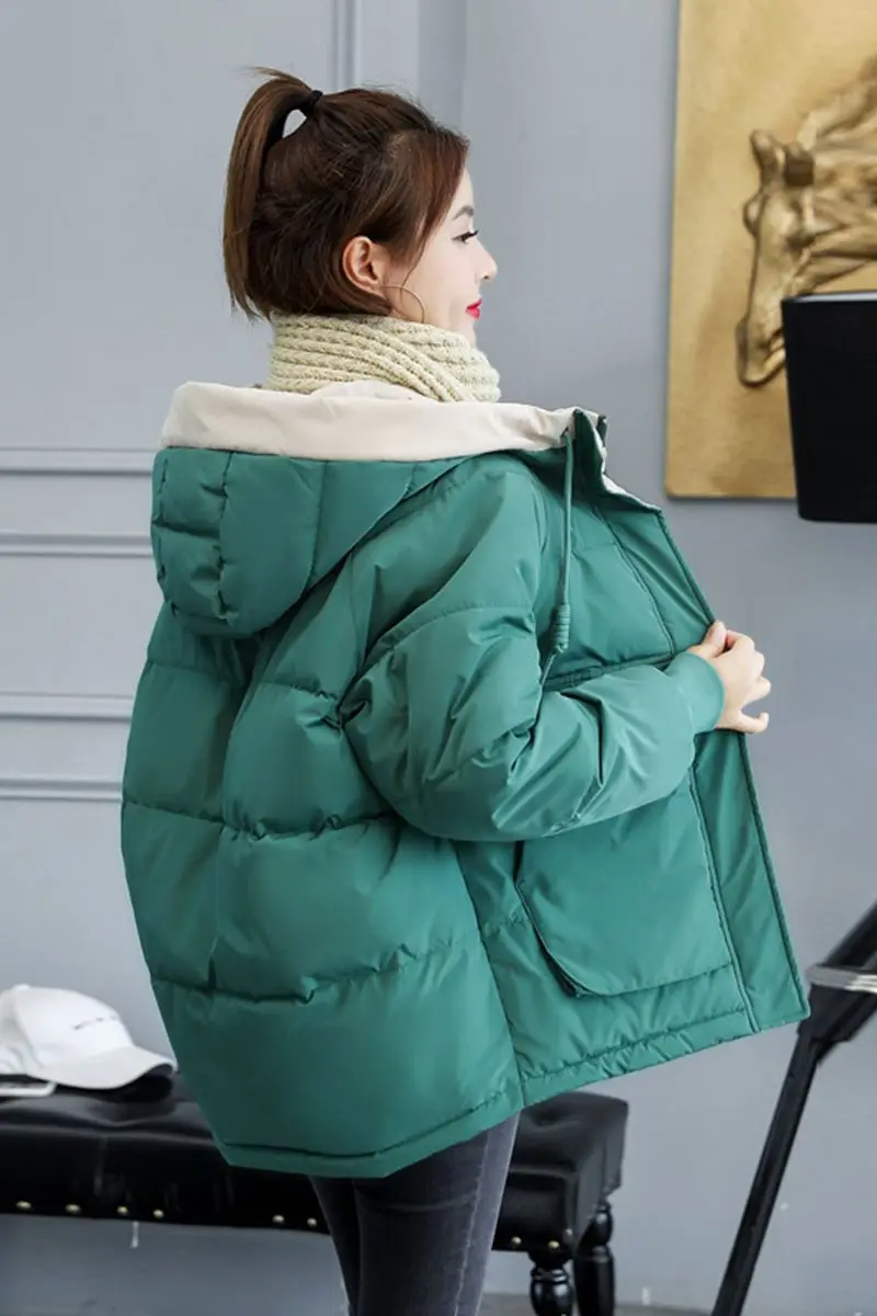 2020 куртка женская зимняя модная теплая плотная однотонная Короткая Стильная