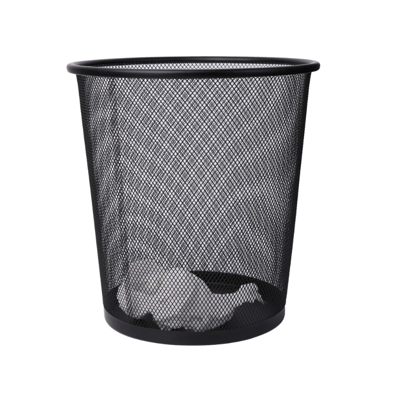 Metal Mesh Wastebasket Round Trash Can Recycling Bin Office Tools Supplies Black Wholesale and dropshipping | Дом и сад