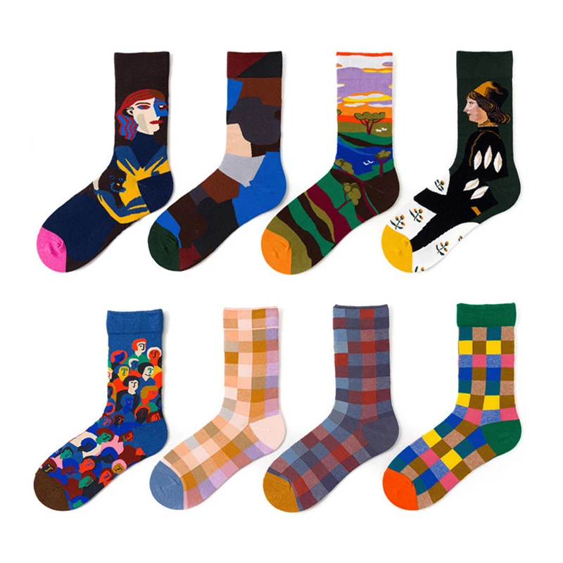 Novelty Happy Funny Men Graphic Socks Combed Cotton Omelette Frog Crazy Burger Salmon Corn Avocado Bird Fish Sock Christmas Gift | Мужская