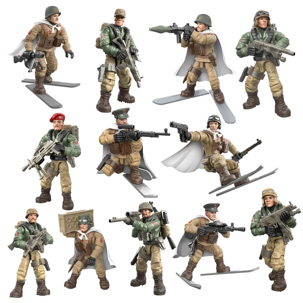 

2021 World War 2 WW2 Army Military Soldier City Police SWAT With Weapon Accessories Figures Building Blocks Bricks Kids Toys