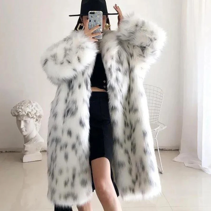 2021 Women's  Winter Thick Long Fur Overcoat  New Plush Coat Female Loose Faux Fox Fur High Quality Warmer Plush Jacket Coat