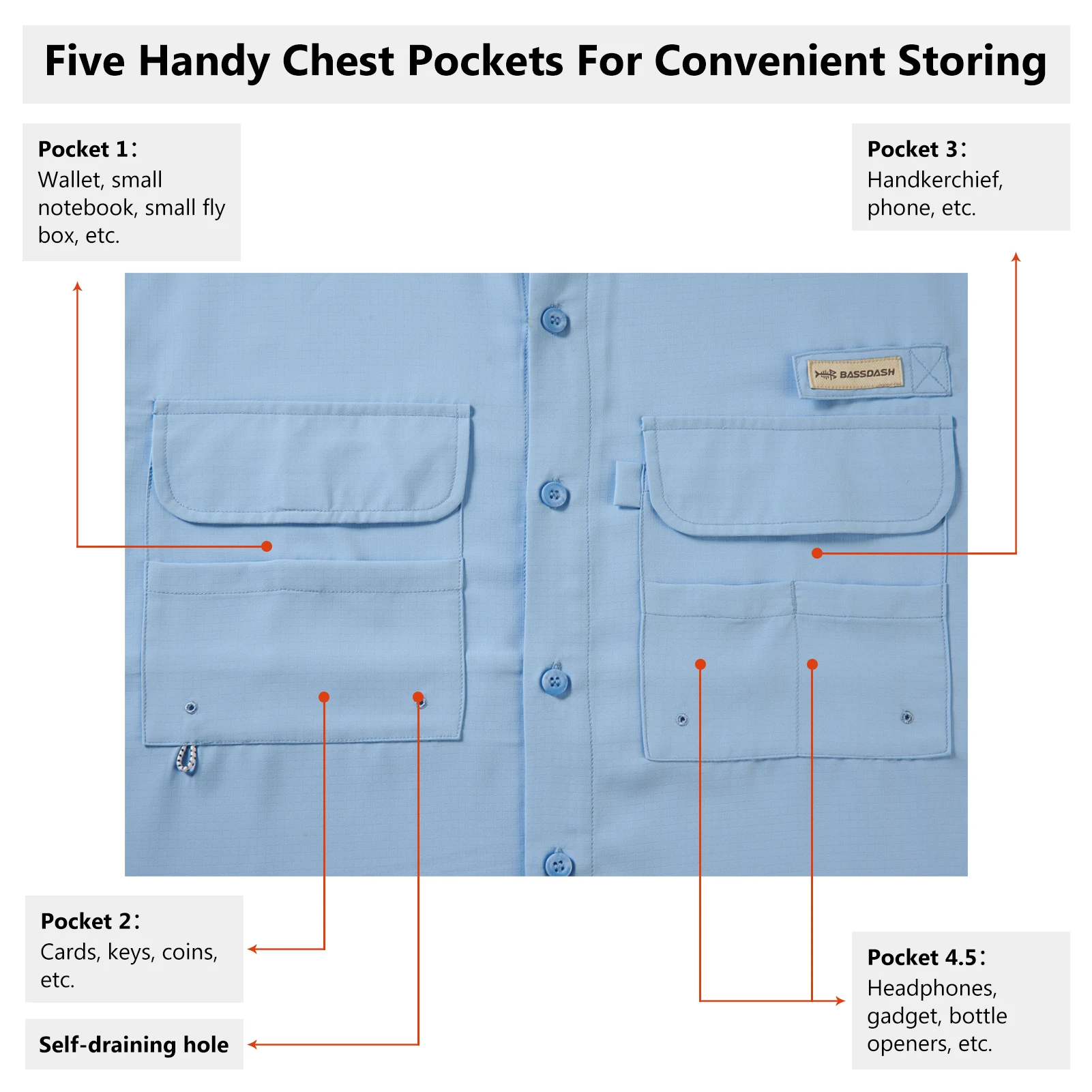 BASSDASH Men's UPF 50 Long Sleeve Fishing Button Down Shirt Performance Quick Dry FS21M