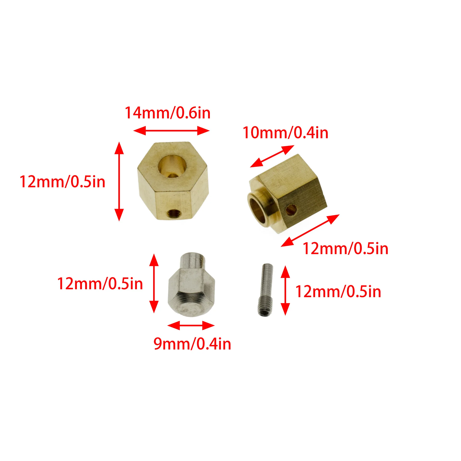 4х латунный 12-миллиметровый шестигранный удлиненный адаптер для 1/10 осевого