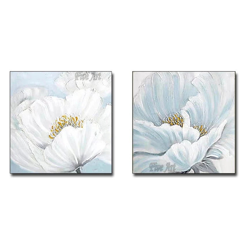 

Hand Painted Watercolor 2PCS Flower Simple Decorative Painting Living Room Home Decor Handmade Canvas Wall Art Large Picture