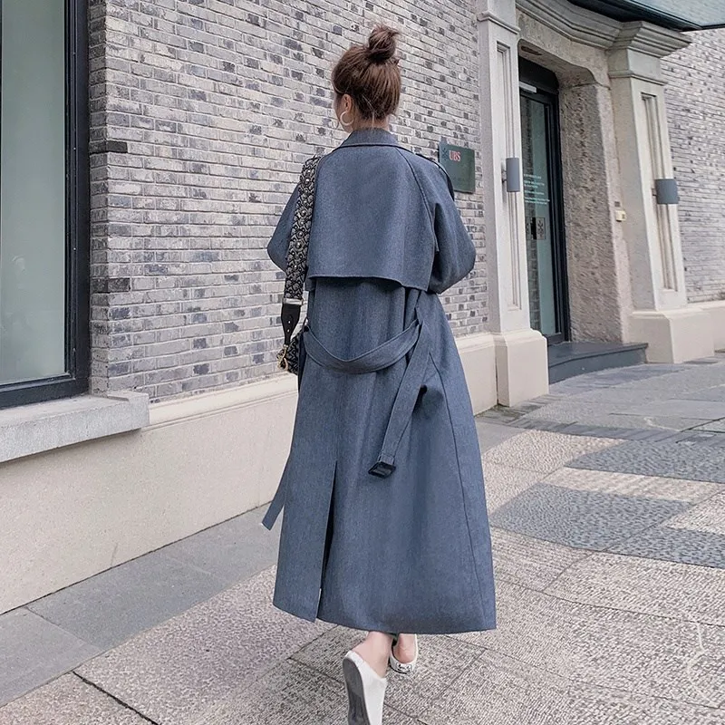 

British style Temperament Windbreaker Female 2020 Spring Autumn Korean Loose Long Overcoat Double-breasted Women's Trench Coats