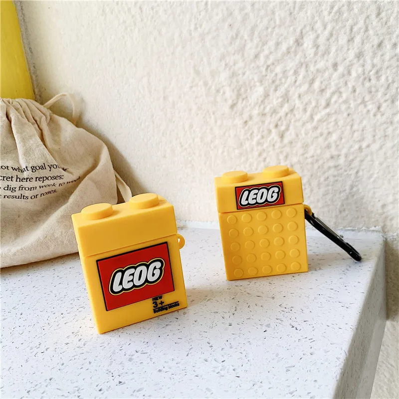 

3D cute Building Blocks Case for air pods 1 2 earphone Cover For Apple Airpods Silicone Cases Funda