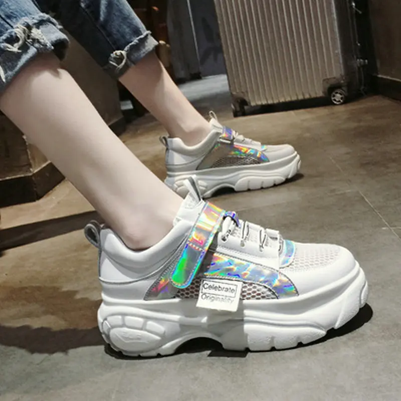 Размеры 35-44 женские модные повседневные кроссовки на толстой подошве высокого