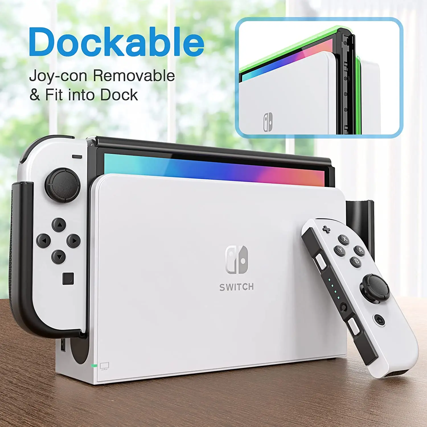 

Чехол Mooroer Dockable для модели Switch OLED, защитный чехол из ТПУ и ПК, чехол, совместимый с Nintendo Switch OLED