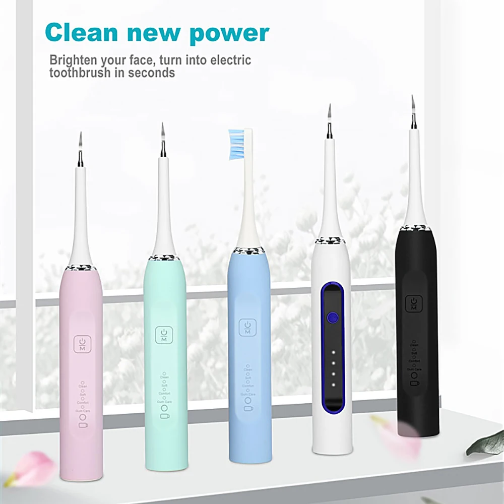Electric Toothbrush Scaler Dental Vibrition Sonic Electric Dental Scaler Toothbrush Calculus Remover Tooth Cleaner 2 in 1