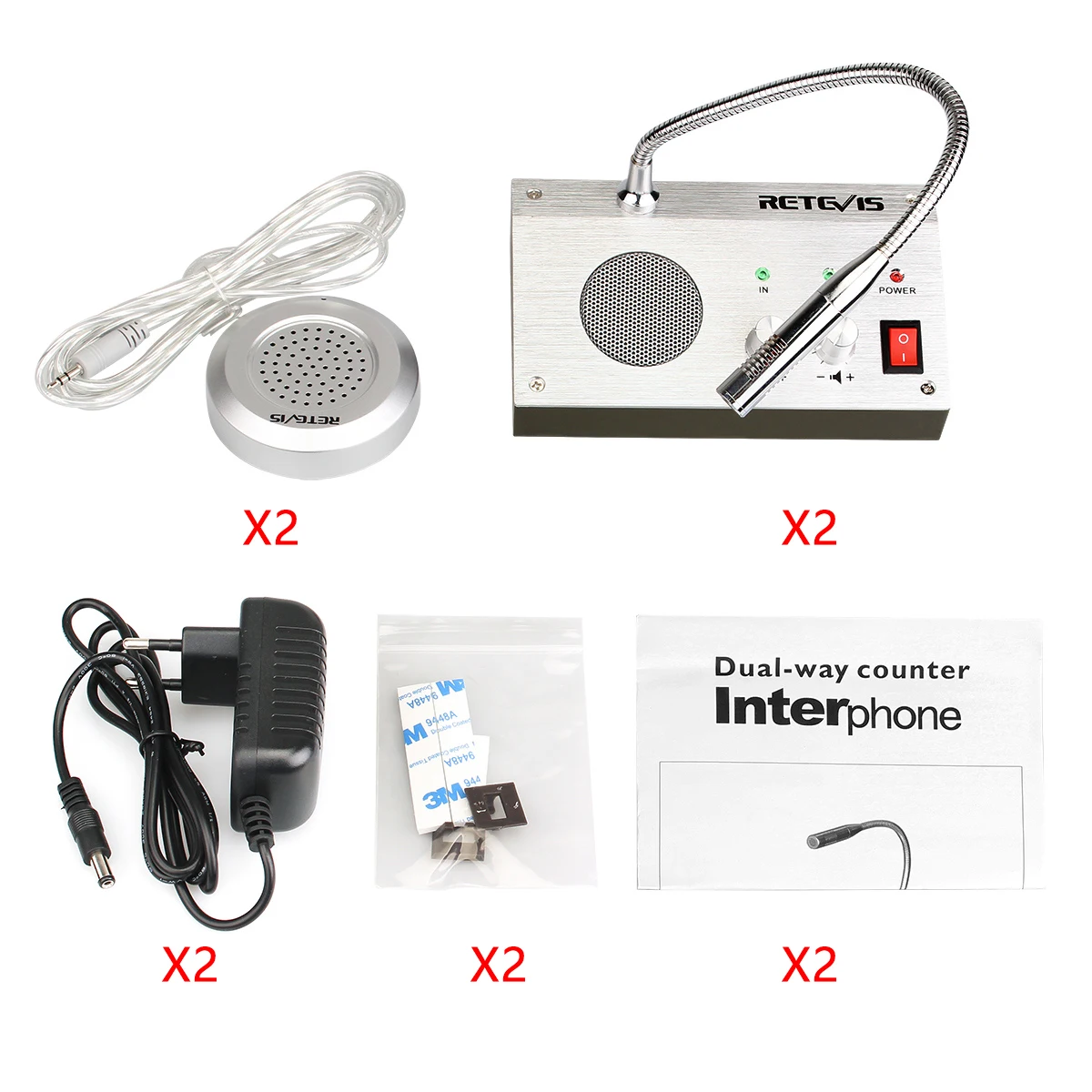 Window Intercom System 2 pcs Retevis RT-9908 Bank Counter Interphone Two Way Zero-touch Dual Pharmacy Hospital |