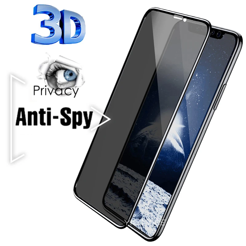 

3D Full Cover Anti Spy Peeping Privacy Screen Protector For iPhone X XR XS 11 12 mini Pro Max 6S 7 8 Plus SE 2020 Tempered Glass