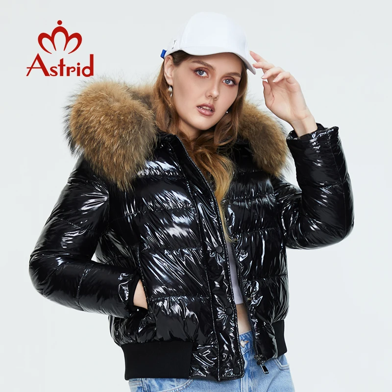 

Astrid 2022 New Winter Women's coat women warm thick parka fashion black short Jacket with raccoon fur hood female clothing 7270