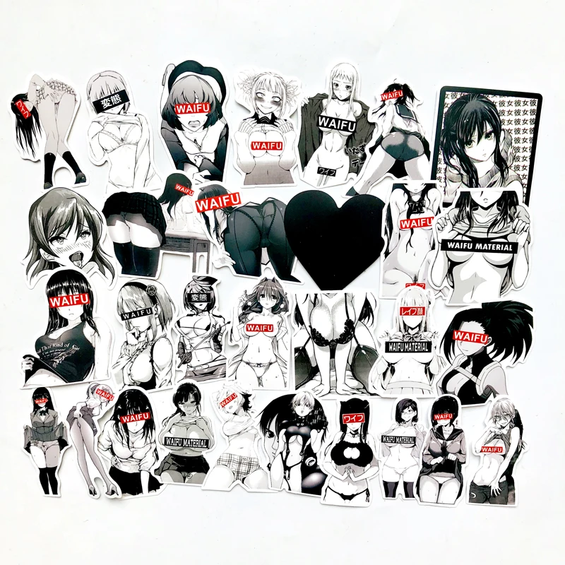 30 шт. аниме наклейки Waifu для чемодана ноутбука автомобиля грузовика Hentai