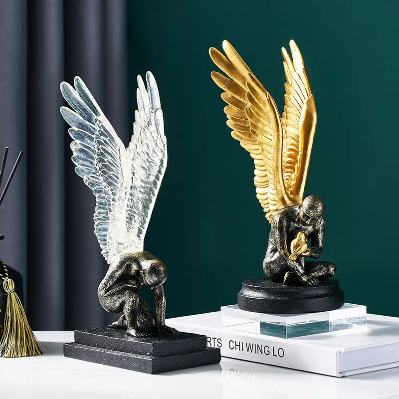 

Modern Luxury Character Decoration Creative Angel Porch Wine Cabinet Resin Statues Crafts for Living Room Bedroom Decorations