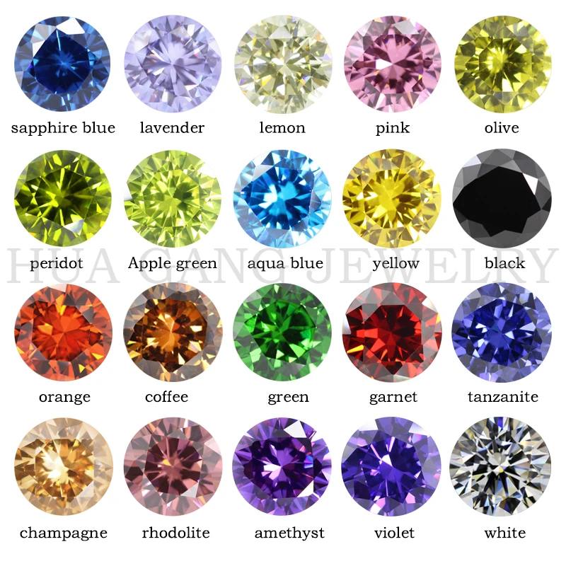 

5A Quality 100pcs/lot 4.0~12.0mm Cubic Zirconia Various Color Loose CZ Stone Round Brilliant Cut Synthetic Gems For Jewelry