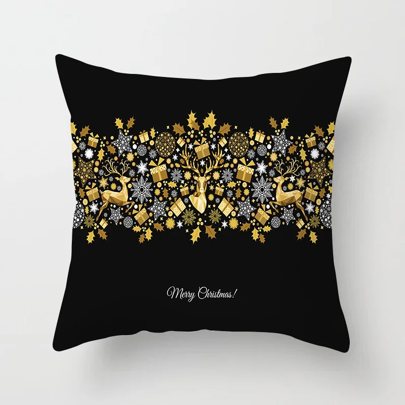Christmas Gold 10 Белая, черная, Золотая наволочка с надписью «Merry Christmas», декоративная наволочка с оленем, снегом, Полиэстеровые наволочки для дивана - Цвет: Christmas Gold 10